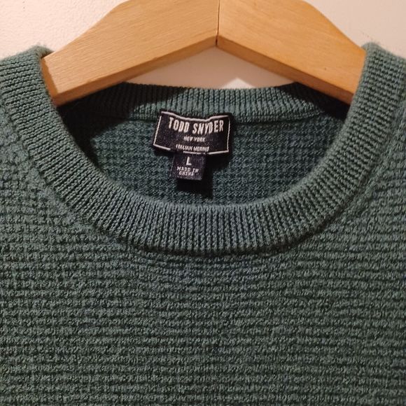 Todd Snyder Mens Merino Waffle Crewneck Long Sleeve Sweater Snyder Olive Slim - Picture 4 of 8